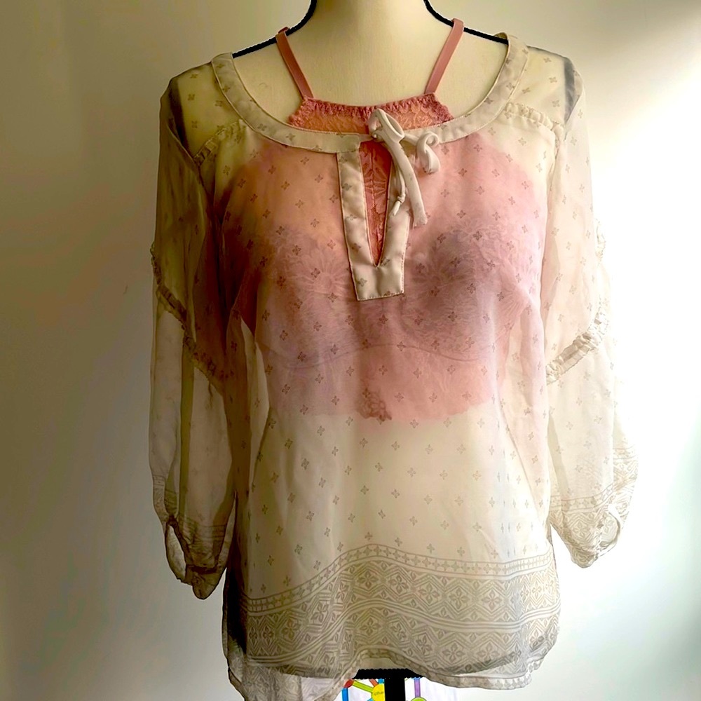 AEO Sheer, Boho, Coverup Shirt